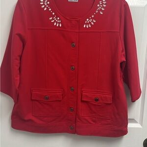 Red Embellished Women's light jacket Never worn PXL